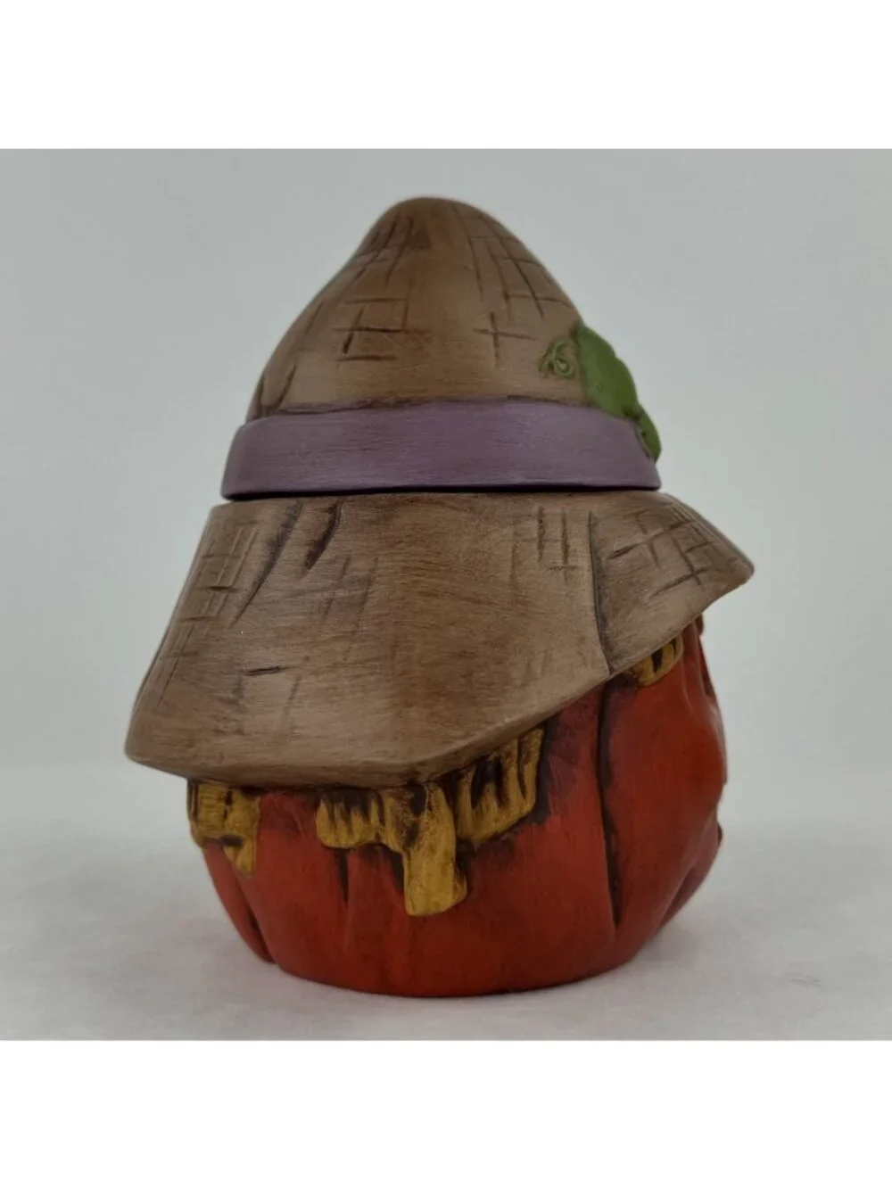 Vtg Hand-Painted Ceramic Pumpkin Jar 5.5